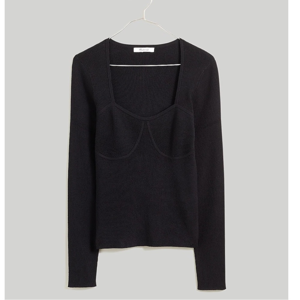 Madewell Wide Rib Sweater Top true black